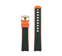 VYSLZ Curved End Rubber Watchband Fit for Omega Seamaster 007 Speedmaster Diver 300M Aqua Terra 150 Planet Ocean Silicone Soft waterproof Watch Strap(Orange Green 2)