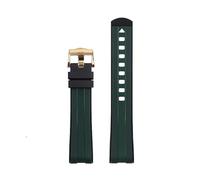 VYSLZ Curved End Rubber Watchband Fit for Omega Seamaster 007 Speedmaster Diver 300M Aqua Terra 150 Planet Ocean Silicone Soft waterproof Watch Strap(Black Green 2)