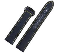 VYSLZ For Omega 300 Fabric Leather AQUA TERRA 150 cupuncture needle captain Woven Nylon Canvas Watch Strap 19mm 20mm 21mm 2mm Watchbands(Blue yellow black,21mm)
