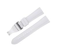 VYSLZ For TUDOR Strap M79360.M79363 Stainless Fold Buckle Black Bay 1958 GMT 41mm Dial 22mm Flat End Soft Fluororubber WatchBands(White 2)
