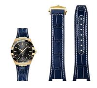 VYSLZ Genuine leather silicone base wristband for Omega constellation series Perfect Observatory 131.13 Manhattan series watch strap(Blue white gold)