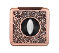 VYSLZ Professional 4-in-1 Cigar Cutter Tool, Precision V-Cut and Flat Clipper with Foldable Holder, Artistic Patterned Metal Accessory, Multi-Functional Handheld Tool(A)