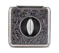 VYSLZ Professional 4-in-1 Cigar Cutter Tool, Precision V-Cut and Flat Clipper with Foldable Holder, Artistic Patterned Metal Accessory, Multi-Functional Handheld Tool(E)