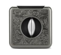 VYSLZ Professional 4-in-1 Cigar Cutter Tool, Precision V-Cut and Flat Clipper with Foldable Holder, Artistic Patterned Metal Accessory, Multi-Functional Handheld Tool(D)