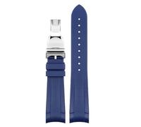 VYSLZ Rubber Watchband For Tudor Black Bay GMT Watch Strap Curved End Folding Buckle Black Blue Red 22mm Wrist Band(Blue-SR fold)