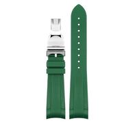 VYSLZ Rubber Watchband For Tudor Black Bay GMT Watch Strap Curved End Folding Buckle Black Blue Red 22mm Wrist Band(Green-SR fold)
