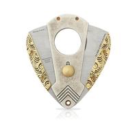 VYSLZ Stainless Steel Cigar Cutter, Professional Precision Double Blade Guillotine Tool, Shield and Angular Sculpted Silhouette Clipper, Metal Accessory(B)