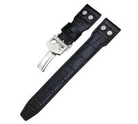 VYSLZ Thick Real Leather Calfskin Watchband 21mm 22mm For IWC Big PILOT Spitfire IW5009 IW3777 Rivets Cowhide Watch Strap(Black black Bamboo1,21mm)