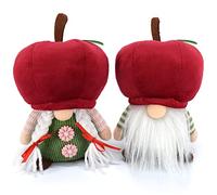 Vytina 2 PCS Couple Apple Gnomes Plush Ornaments Handmade Swedish Tomte Doll Fruit Nisse Elf Tiered Tray Gnome Red for Summer Autumn Winter Christmas Farmhouse Home Kitchen Decorations