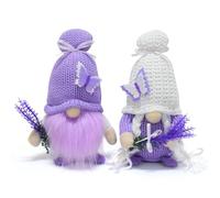 Vytina 2 Pcs Lavender Gnomes Plush Decorations Handmade Lavender Butterfly Gnome Tomte Purple White Spring Summer Ornaments for Farmhouse Home Tiered Tray