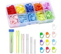 Vytung Stitch Markers,120 PCS Crochet Stitch Markers with 10 Colors,10 Pcs Large Eye Blunt Sewing Needles for Knitting Sewing Stitching Weaving with Storage Case