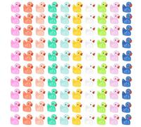 Vyuwast 100 Pcs Mini Ducks, Cute Tiny Ducks Mini Resin Animals Realistic Miniature Figures Multicolor Tiny Resin Animals for Garden Aquarium Dollhouse Landscape Birthday Party DIY