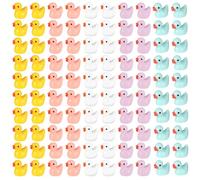 Vyuwast 100 Pcs Mini Ducks, Realistic Shape Tiny Ducks Multicolor Mini Resin Animals Miniature Figures Tiny Resin Animals for Birthday Party Garden DIY (5 Colors)