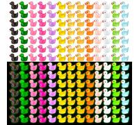 Vyuwast 130 Pcs Mini Ducks 13 Colors Luminous Resin Tiny Ducks Glow in the Dark, Little Ducks Decorations for Mini Gardens, Party, Aquariums, Landscape Decorations, Mini Duck Characters DIY