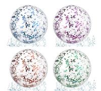 Vyuwast 4 Pcs Glitter Beach Balls Inflatable Beach Ball 11.8 Inch Clear Ball Confetti Sequin Swimming Pool Balls for Outdoor Beach Swimming Summer Birthday Party
