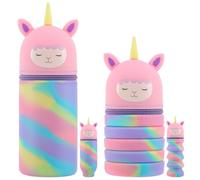 Vyuwast Pack of 2 Pencil Cases Unicorn Girls, 2-in-1 Kawaii Pencil Case with Zip, Silicone Foldable School Pencil Case Stand Up Cartoon Pencil Case for Boys Girls Children School Supplies, Camouflage