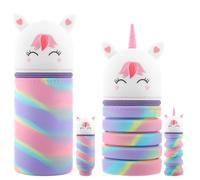 Vyuwast Pack of 2 Pencil Cases Unicorn Girls, 2-in-1 Kawaii Pencil Case with Zip, Silicone Foldable School Pencil Case Stand Up Cartoon Pencil Case for Boys Girls Children School Supplies, Camouflage