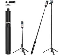 VYVIYON Invisible Selfie Stick Tripod 165cm, 2 in 1 Extension Monopod Pole for Insta360 X5 X4ONE X2,1/4" Action Camera Selfie Stick Handle Grip with Adapter for GoPro, DJI Osmo Action 5 Pro/4