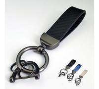 VYWPTOWSX Car Key Keyring, for Skoda Yeti (5L) 5-door SUV SWB/2014 2015 2016 2017 2018 2019 Leather Keyring 360° Rotatable Car Key Fob Strap with Anti-lost D-Ring Car Keychain,A/black