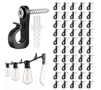 Vywtrq 50 pcs Q-Hanger Screw Hooks Outdoor String Light Hooks Screw-in Fence Clips with Safety Buckle for Garden Party Decor Indoor Outdoor Universal Hook Easy to Install