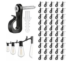 Vywtrq 50 pcs Q-Hanger Screw Hooks Outdoor String Light Hooks Screw-in Fence Clips with Safety Buckle for Garden Party Decor Indoor Outdoor Universal Hook Easy to Install