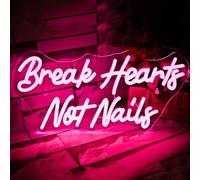 VYXIN Break Heart Not Nails Neon Light Sign for Wall Decor,Neon Lights Pink LED LED Sign for Bedroom Nails Salon Beauty Room Coffee Bar Shop Decoration Gift