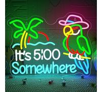 VYXIN It's 5 O'Clock Somewhere Neon Light Sign,Parrot Neon Sign,Parrot Led Signs Suitable for Decorating Places Such as Bars,Man Caves,Parties,Home,Clubs,Family Bar Station