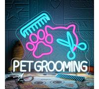 VYXIN Pet Grooming Neon Light Sign Groomer Neon Sign Kitten and Dog Led Signs for Decorating Places Such as Pet Salon,Shop,House,Room,or as a Gift for Pawrent