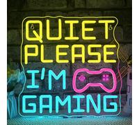 VYXIN Quiet Please I'm Gaming Neon Light Sign Game Neon Sign for Boyroom | Quiet Please Letter Neon Light 5-Levels USB Gaming Neon Wall Light, Gaming Slogan LED Sign for Gift,Game Room,Teen Bedroom