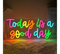 VYXIN Today is a Good Day Neon Schild, Neon Sign LED Schild Wand Leuchtreklame USB Power für Bedroom Pub Home Bar Room Club Party Lichter Window Decor Schlafzimmer Wohnzimmer Library Geschenke