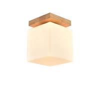 VYYAF Large White Square Glass Wood Small Ceiling Lighting Modern Indoor Surface Mount Hanging Pendant Light E27 Home Living Room Aisle Decor Solid Wood Ceiling Lamp Droplight Lighting Fixture (Size