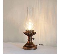 VYYAF Simple Country Nostalgic Kerosene Lamp Table Lamp, Wrought Iron Glass E27 Night Lamp, Suitable for Living Room Bedside Lamp, Pastoral Table Lamp with Button Switch, Bronze (Color : White)