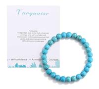 VYYU Beaded Bracelets for Women Men - Beautiful 8mm Turquoise Bracelet Healing Stretch Link Crystal Bracelets for Birthday Christmas