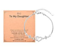 VYYU Daughter Gifts from Mum Dad, Adjustable Infinity Hearts Bracelet for Daughter Birthday Christmas Valentines Day Mothers Day Jewellery Gifts for Girls, White