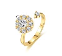 VYYU Fidget Ring - Stress Relief, Shiny Cubic Zirconia Spinner Ring | Stress relief and Anxiety Ring for Women, Gold