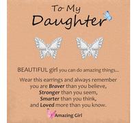 VYYU Girls Jewellery Gifts for Daughter - Cute Butterfly Stud Earrings Kids Jewellery, Hypoallergenic White Gold Earrings for Daughter Gifts from Mum Dad, Valentines Christmas Birthday Present