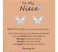 VYYU Girls Jewellery Gifts for Niece - Cute Butterfly Stud Earrings Kids Jewellery, Hypoallergenic White Gold Earrings for Niece Gifts from Aunt, Valentines Christmas Birthday Present