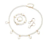 VYYU Girls Jewellery Set - Beautiful Pearl Earrings/Rings/Bracelet/Necklace for Kids, Cute Star Charm Kids Jewellery Gift for Little Girls, Christmas Birthday Gifts for Daughter Granddaughter