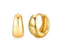VYYU Gold Chunky Earrings for Women, 14K Gold Hoops Inner Diameter: 12mm | Hypoallergenic Huggie Chunky Hoop Earrings Dainty Sleeper Jewellery Christmas Anniversary Birthday Gifts