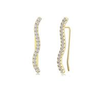 VYYU Gold Ear Cuffs Wave Earrings for Women Teens - Cubic Zirconia Climber Earrings, Hypoallergenic Sleeper Earrings | Womens Jewellery Earrings Christmas Birthday Gifts