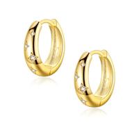 VYYU Gold Earrings for Women, 14K Gold Hoops | Paved with Small Cubic Zirconia Hypoallergenic Huggie Earrings Dainty Sleeper Jewellery Christmas Anniversary Birthday Gifts