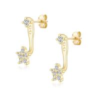 VYYU Gold Earrings for Women Girls, Special Dangle Cubic Zirconia Flower Studs Beautiful Daisy Ear Jewellery | Yellow Gold Plated Hypoallergenic Earings Drop Christmas Birthday Gifts