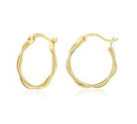 VYYU Gold Twist Hoop Earrings for Women, S925 Sterling Silver Earrings, Small Sleeper Huggie Hinged Hoops Earrings, Hypoallergenic Earrings Jewellery Gifts Christmas Birthday Gifts, 15mm