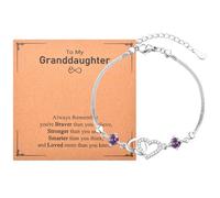 VYYU Granddaughter Gifts from Grandma Grandpa, Adjustable Infinity Hearts Bracelet for Granddaughter Birthday Christmas Valentines Day Jewellery Gifts for Girls, Purple