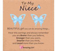 VYYU Niece Gifts from Aunt Uncle - Cute Butterfly Stud Earrings with Blue Opal, Gifts for Niece Girls Jewellery | Hypoallergenic Earrings Valentines Day Christmas Birthday Present Stocking Stuffer