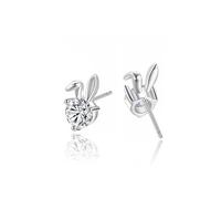 VYYU Rabbit Earrings for Girls Kids Teen Women - Cute Animal Studs with Shiny Cubic Zirconia | Silver Earrings Girls Jewellery for Daughter Granddaughter Niece Christmas Birthday Gifts