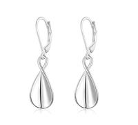 VYYU Silver Drop Earrings for Women, 14K White Gold Dangle Earrings | Hypoallergenic Huggie Glossy Dangly Hoops Dainty Sleeper Jewellery Christmas Anniversary Birthday Gifts