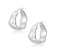 VYYU Silver Earrings for Women, Chunky 14K White Gold Hoops | Hypoallergenic Huggie Earrings Dainty Sleeper Jewellery Christmas Anniversary Birthday Gifts