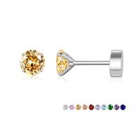 VYYU Silver Earrings for Women Girls, Titanium Earrings with Screwback Flat Back, Beautiful Cartilage Helix Earrings | Hypoallergenic Earrings, Jewellery Earrings Christmas Birthday Gifts, Yellow