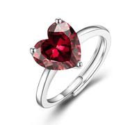 VYYU Silver Engagement Rings for Women - Adjustable Promise Eternity Ring for Her, Romantic Jewelry Gift Wedding Rings with Red Heart Diamond Halo Ring Bridesmaid Christmas Birthday Valentine Gifts